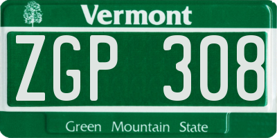 VT license plate ZGP308