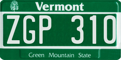 VT license plate ZGP310