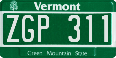VT license plate ZGP311