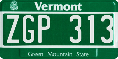 VT license plate ZGP313