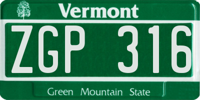 VT license plate ZGP316
