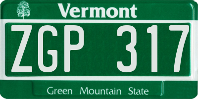 VT license plate ZGP317