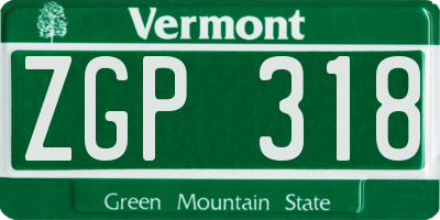 VT license plate ZGP318