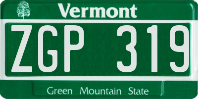 VT license plate ZGP319