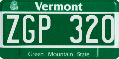 VT license plate ZGP320