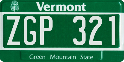 VT license plate ZGP321