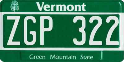 VT license plate ZGP322