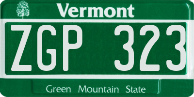 VT license plate ZGP323