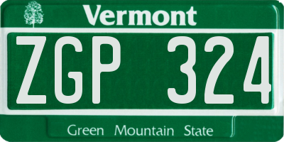 VT license plate ZGP324