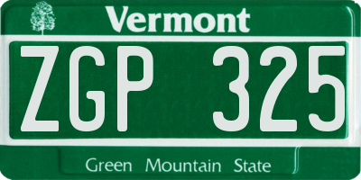 VT license plate ZGP325