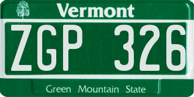 VT license plate ZGP326