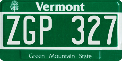 VT license plate ZGP327