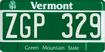 VT license plate ZGP329