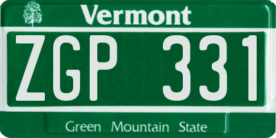 VT license plate ZGP331