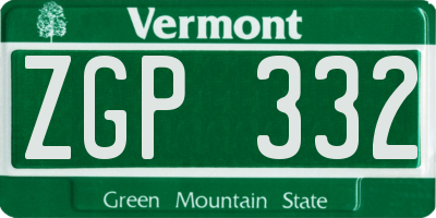VT license plate ZGP332