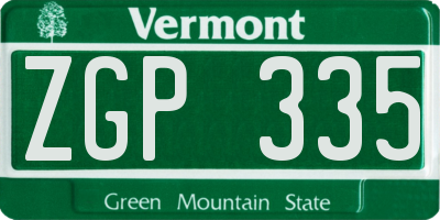 VT license plate ZGP335