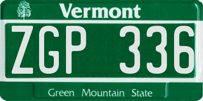 VT license plate ZGP336