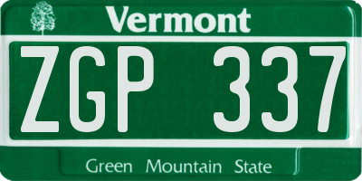 VT license plate ZGP337