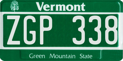 VT license plate ZGP338
