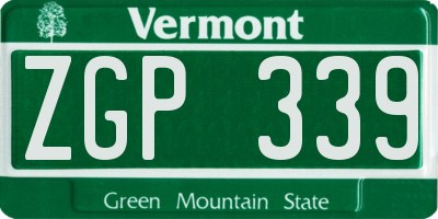 VT license plate ZGP339