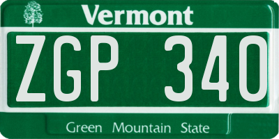 VT license plate ZGP340