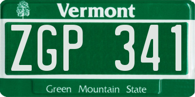 VT license plate ZGP341