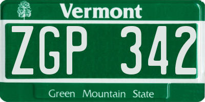 VT license plate ZGP342
