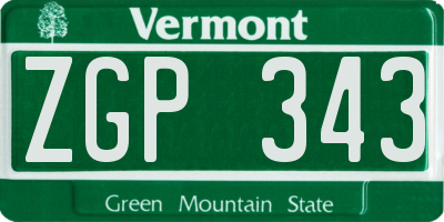 VT license plate ZGP343