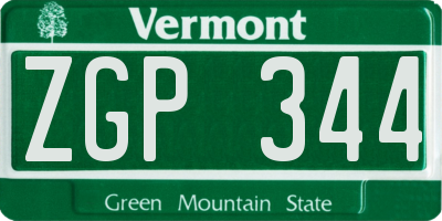 VT license plate ZGP344