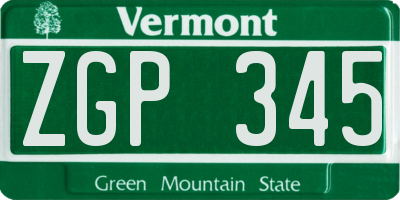 VT license plate ZGP345