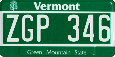 VT license plate ZGP346
