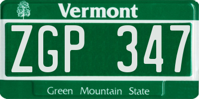 VT license plate ZGP347