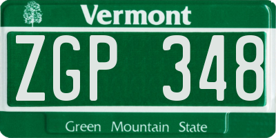 VT license plate ZGP348