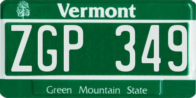 VT license plate ZGP349