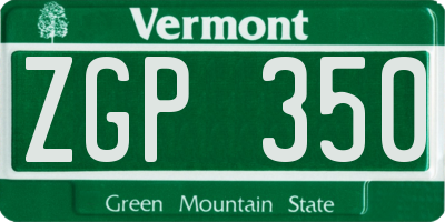 VT license plate ZGP350