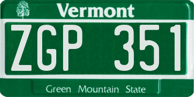 VT license plate ZGP351