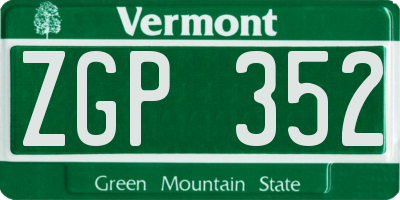 VT license plate ZGP352