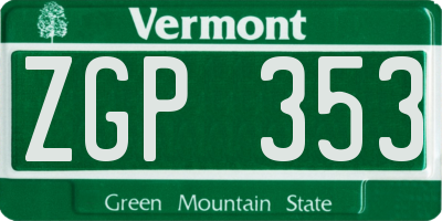 VT license plate ZGP353