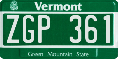 VT license plate ZGP361