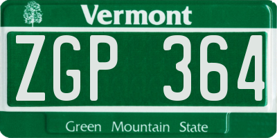 VT license plate ZGP364