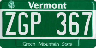 VT license plate ZGP367