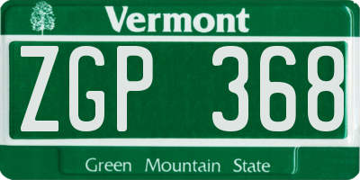 VT license plate ZGP368