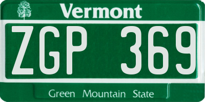 VT license plate ZGP369