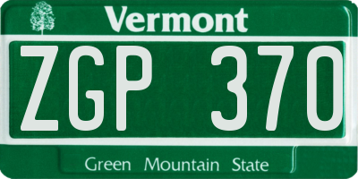 VT license plate ZGP370