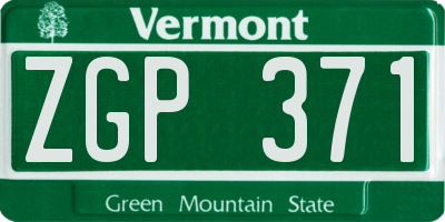 VT license plate ZGP371