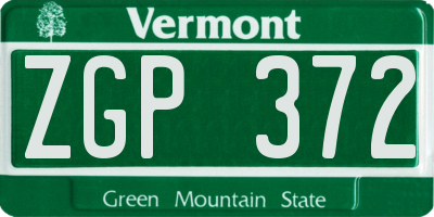 VT license plate ZGP372