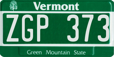 VT license plate ZGP373