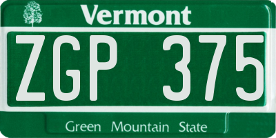 VT license plate ZGP375