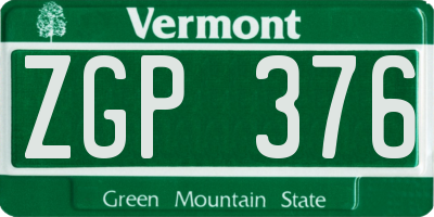 VT license plate ZGP376