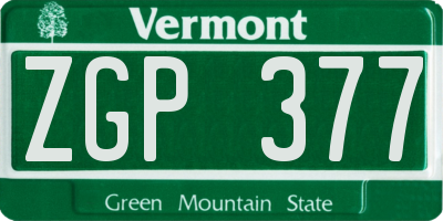 VT license plate ZGP377